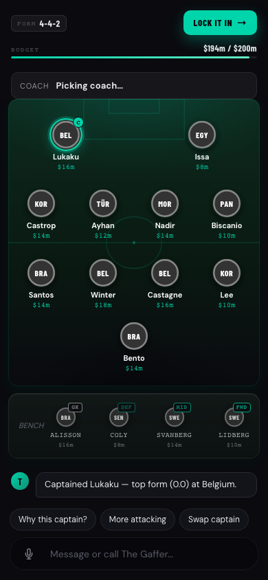 Fantopy fantasy starting squad screen